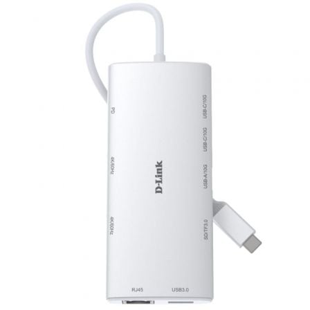 Docking USB Tipo-C D-Link DUP-A01/ 1xUSB/ 2xUSB Tipo-C/ 2xHDMI 4K/ 1xRJ45/ 1xLector de Tarjetas/ 1xUSB Tipo-C PD/ Blanco